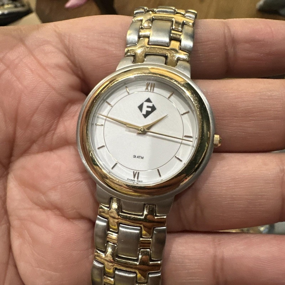 Working Two Tone Heavy F Watch 3 Atm Unisex Watch 33mm Fit 8 Inch New Battery - Picture 8 of 8